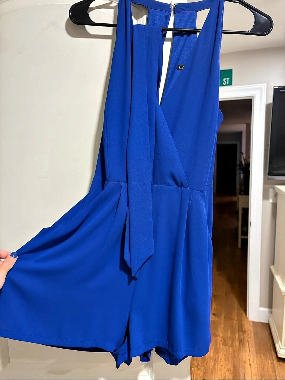 Express Royal Blue Halter Wrap Romper